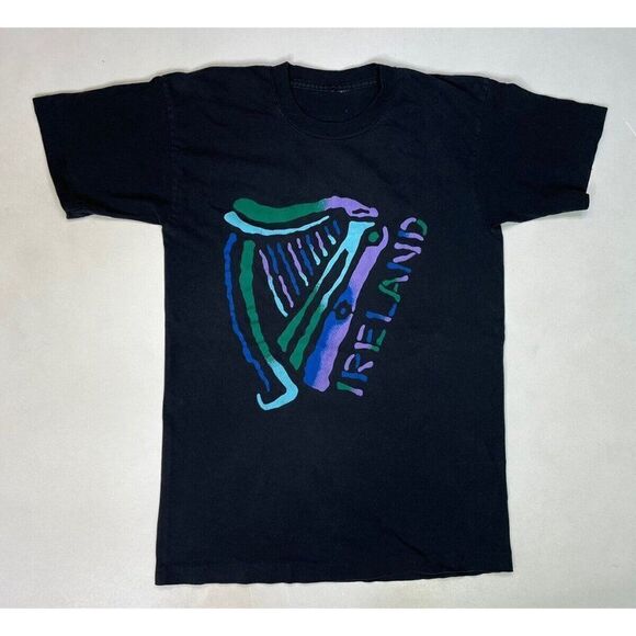 VINTAGE Ireland Graphic T-shirt Men Small Black 90s Single Stitch - Picture 1 of 7